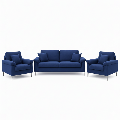 Blue Sofa Set 1 Two Seater Sofa and 2 Single Sofas