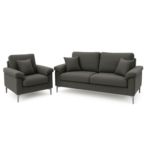 Grey Sofa Set 1 Two Seater Sofa and 2 Single sofas 2