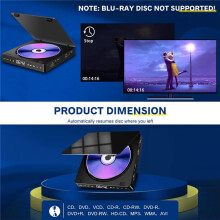 HD DVD/VCD Player Portable Video Player Multifunctional Player 1080P Anti-Skip DVD Player with Remote Control