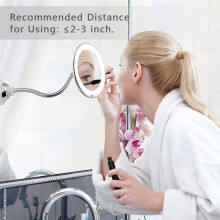 Suction Cup Folding Mirror 360 Degree Rotation LED 10X with Strong Suction Cup Portable Cordless Travel Home Mirror