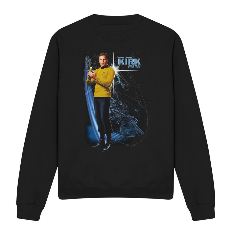 Star Trek (M, ) Unisex Adult Galactic Captain Kirk Sweatshirt Black