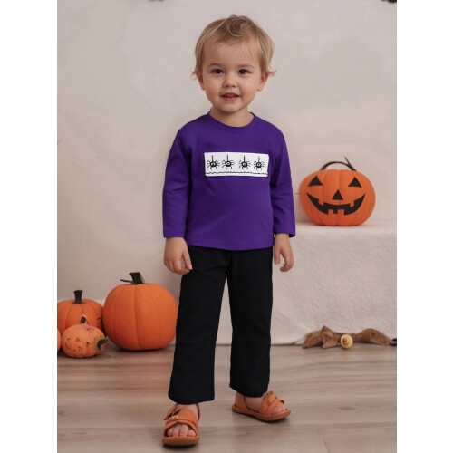 (5-6 Years, Dark Purple) Στολή νήπια με κέντημα αράχνης και φούτερ μακρυμάνικο 1