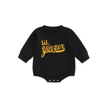 (6-12 Months, Black) Dětský podzimní overal, volný střih, stylový tisk, kulatý výstřih, dlouhý rukáv
