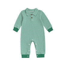 (6-12 Months, Green) Tutina per neonato, maniche lunghe, colletto risvoltato, a righe, casual, autunnale, per neonati.