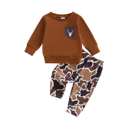 (18-24 Months, Dark Khaki) Φθινοπωρινή μπλούζα με για νήπια