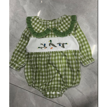(0-3 Months, Green) Dívčí overaly s kachničkou a vyšívaným límcem pro panenky, dlouhý rukáv, podzimní body pro kojence