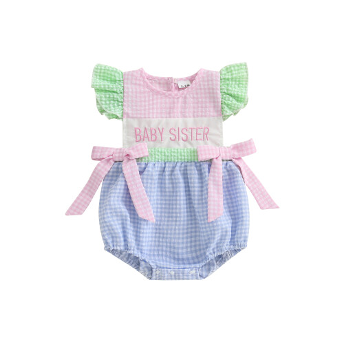 (6-12 Months, Multi-Color 2) Βρεφικό καλοκαιρινό ολόσωμο καρό σχέδιο.