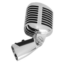 Vintage Dynamic Microphone with Cardioid Noise Reduction, Retro Style Zinc Alloy Swivel Mount, Silver