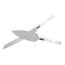 Elegant Wedding Cake Knife and Server Set, 2Piece Stainless Steel with Acrylic Handles