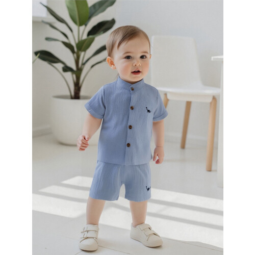 (9-12 Months, Blue) Καλοκαιρινά ρούχα μωρών και σορτσάκι. 2