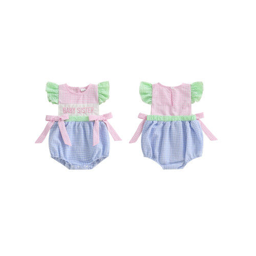 (6-12 Months, Multi-Color 2) Βρεφικό καλοκαιρινό ολόσωμο καρό σχέδιο. 1