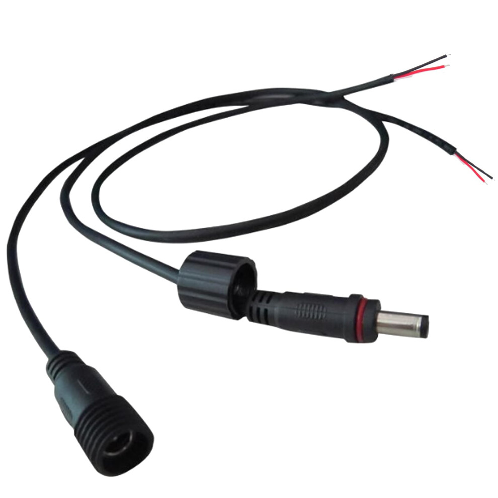 18Awg 5.5Mm X 2.5Mm Dc Power Connector Set, Waterproof Male Female Barrel Plug Pigtail 0.3M 9169991251370