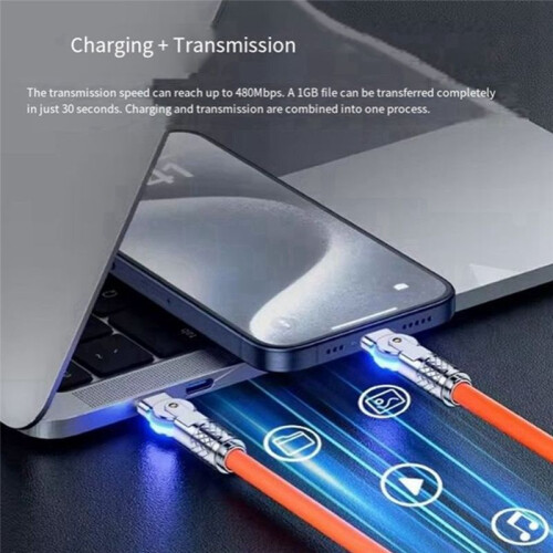 Type-C to Type-C 180 Swivel Double Elbow Mech Data Cable Fast Charging & Data Transfer Cable for Tablets and Laptops 2m 2