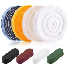 8PCS 6 Inch Buffing & Polishing Wheel Kit for Bench Grinder, 1/2" Arbor Hole, with 4 Buffing Compound Set, Rouge Bars