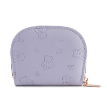Lightweight PU Leather Purse Zippers Card Holder-Light purple