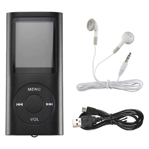 Reprodutor MP3 com Armazenamento Expandível de 64GB Preto 40 Horas de Vida da Bateria Tela de 1.8 Polegadas