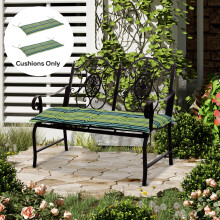 Outsunny 2 Pieces Replacement Cushions for Garden Bench, with Strips, Green