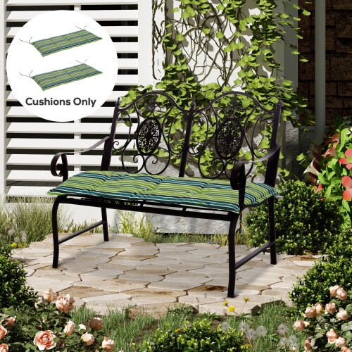 Outsunny Outsunny 2 Pieces Replacement Cushions for Garden Bench, with Strips, Green