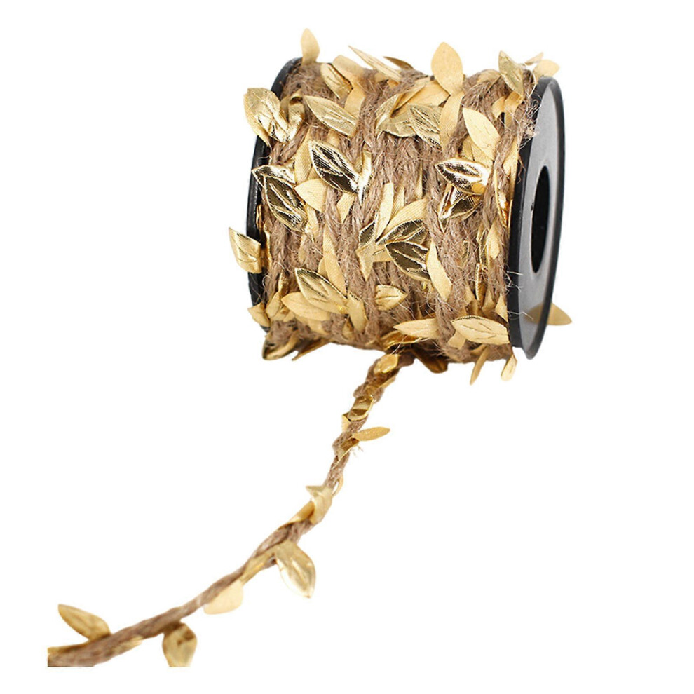 Leaf Pattern Hemp Rope 10 Meters Long 5Mm Thick Gold Handicraft Weaving Decorative Rope 6901508065246