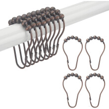 Crochets de rideau de douche robustes, construction en laiton massif avec finition anticorrosion pour une meilleure résistance à la rouille, billes