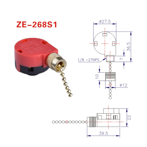 3Pcs Ceiling Fan  3 Speed 4 Wire ZE-268S1 Fan Pull Chain  Replacement Speed Control  Chandelier 1
