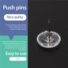 50Pcs Clear Push Pins Small Plastic Thumb Tacks Steel Point and Clear Plastic Pushpins for Cork Board