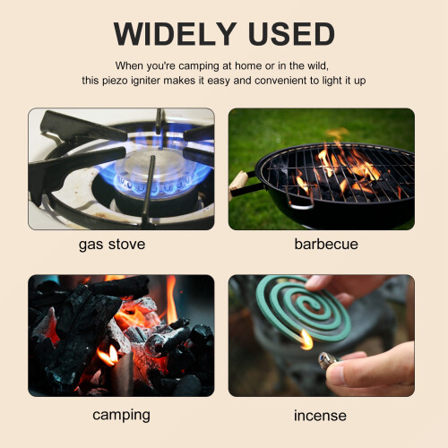 4 Pieces Propane Push-Type Piezo Igniter Kit with Threaded Ceramic Electrode Ignition Plug Wire 30 cm for Gas Grill