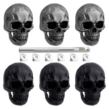 6pcs Skull Rivets Studs for Clothing, Gothic Style Skull Buttons Screws with Drilling Tool, 3D Skeleton Pins