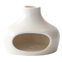 Elegant Ceramic Burner with Chimney - Perfect for Meditation, Yoga, and Aromatherapy - Decor Gift White
