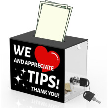 Acrylic Tip Jar for Bartender Tip Box Tip Jars Suggestion Box with Slot and Lock Money Jar Donation Box with Lock Box