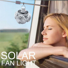 Solar Camping Lantern Fan Camping Lantern with Ceiling Fan Portable Ceiling Light Ultra Quiet Solar Cooling Fan