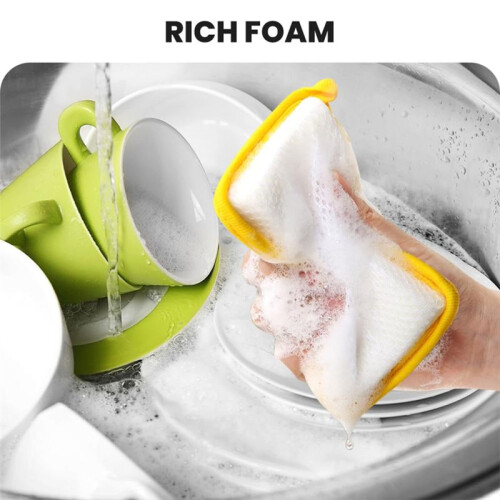 Washing  Sponge, Double Sided Kitchen Dishcloth, Multi-Purpose Absorbent Sponge, Bowl Dish Cleaning Pad Scrubber 2