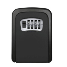 (Black)Wall Mounted Key Safe Box Construction Site Home No Drill Storage Door Peephole
