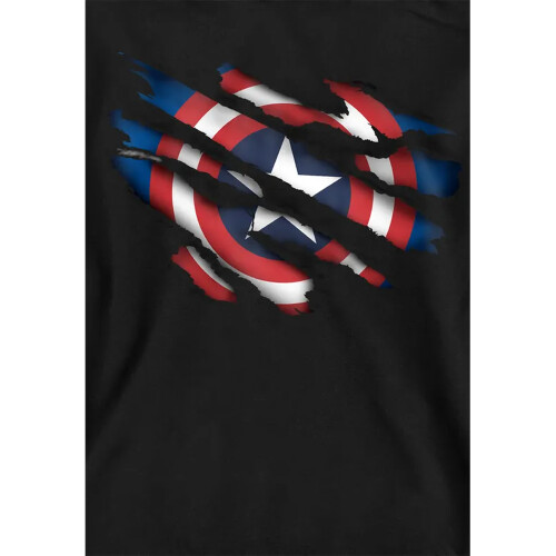 Captain America (5-6 Years, Black) Captain America Childrens/Kids Torn Pull Over Hoodie 2