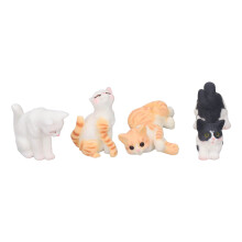 4Pcs Resin Miniature Cat Figurines 1:12 Dollhouse Animal Model Ornaments