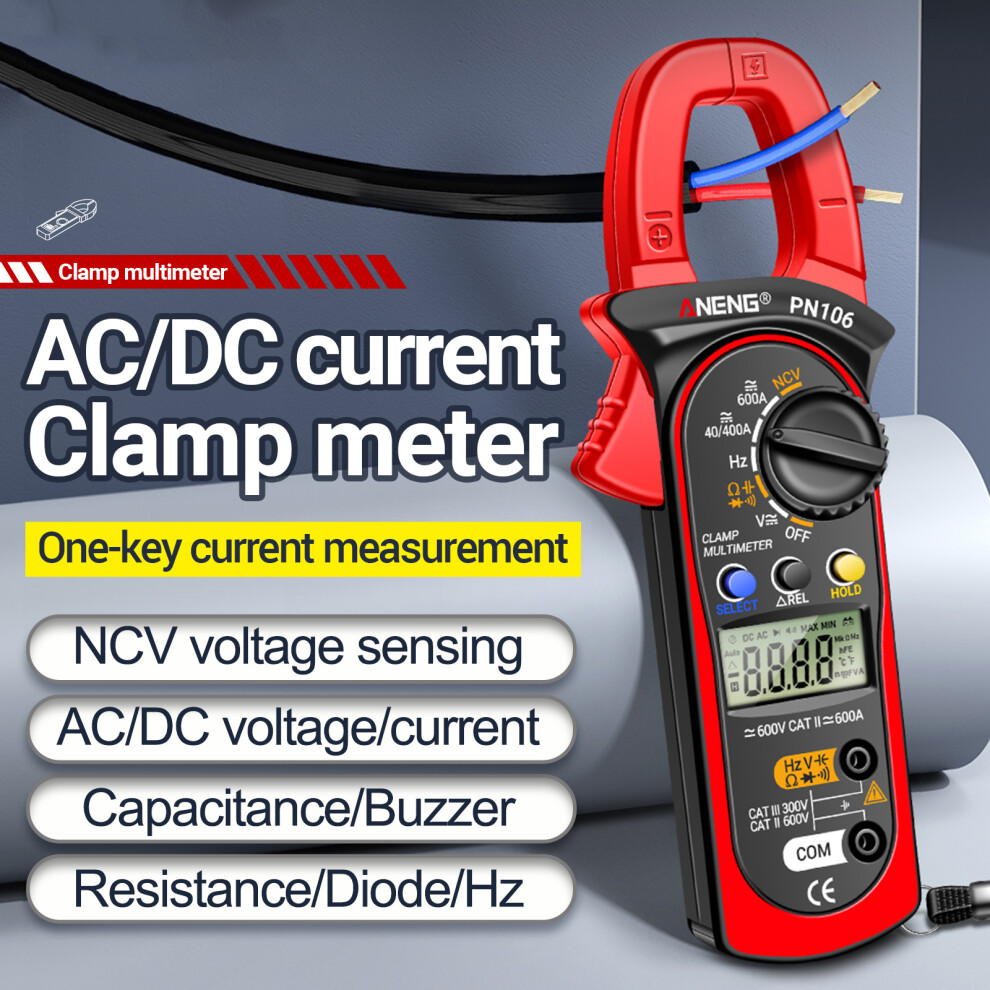 Aneng Pn106 Digital Clamp Meter 600A, 40Mî©, 8.26X3.03x1.26in 9381389585588