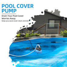 Pompa per copertura piscina da 75W, portata 2000L/h, tubo da 16 piedi, 3 adattatori, blu/nero