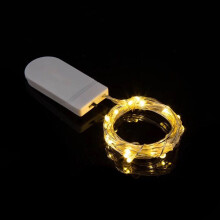 (Warm White, 2m) Wire Copper Led String Lights With Button Battery For Decor Garden Outdoor