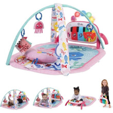 BABY EINSTEIN 4-in-1 Convertible Soft Play Mat for Baby Girl - Kickin’ Tunes - Piano Toy, Sensory Toy Arch, Multilingual