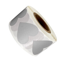 Autocollant à gratter en forme de cœur, 25mm, pour-Argent