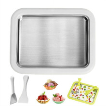 Rolled Ice Cream Maker with Stainless Steel Plate and Scrapers for Quick DIY Desserts at Home