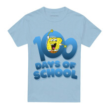 (L, Light Blue) SpongeBob SquarePants Unisex Adult 100 Days School T-Shirt