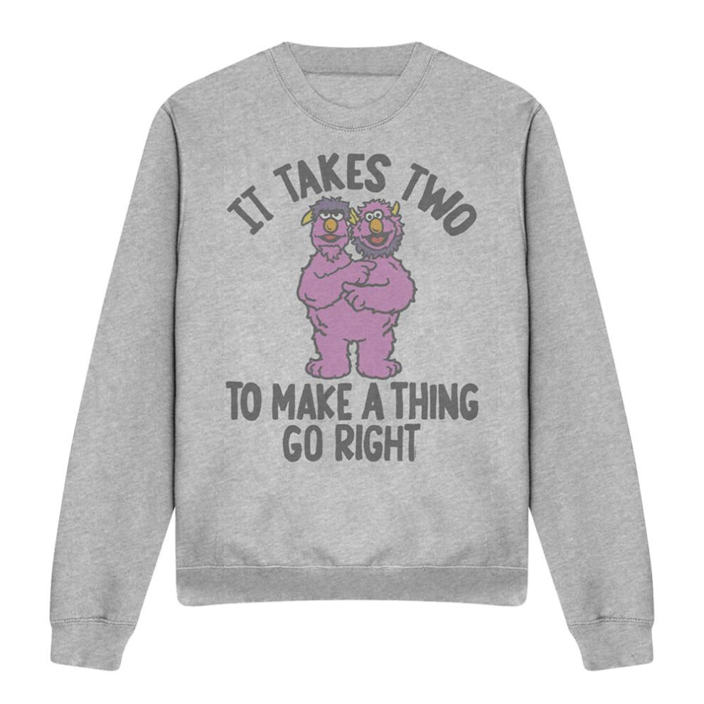 Sesame Street (M, Athletic Heather) Unisex Adult Takes Two Sweatshirt Multicoloured