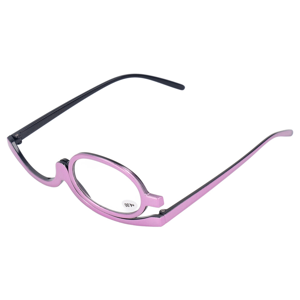 Purple Magnifying Makeup Glasses Frame Scratch-Resistant Single Lens +4.00