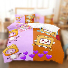 (Purple Orange, EU-Single(2pcs):135×200cm) Cover Lankybox Duvet Set Double King Bedding Quilt 23pcs Cover Pillowcase