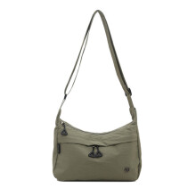 (Green) Color Women Solid Nylon Crossbody Bag Spliced Fabric Pocket Inner Practical
