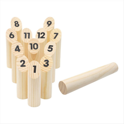Wooden Numbered Block Tossing Game Throw Bowling T