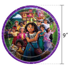 (10 9-inch Plates)Suprimentos para festa de aniversário Encanto pano de fundo banner balões toppers cupcake