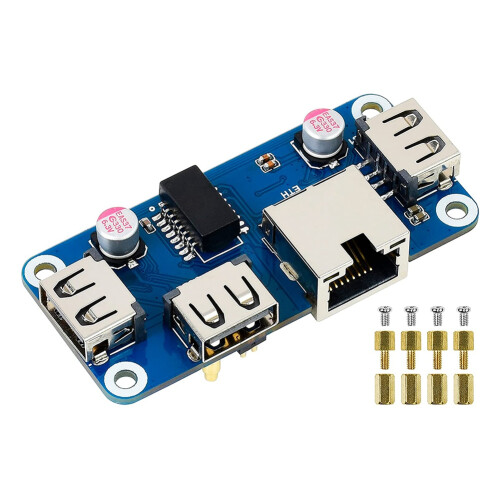 Chapeau de Concentrateur Ethernet/USB (B) pour Raspberry Pi 4B/3B+/3A+/2B/Zero/Zero avec Zero WH, avec 1X Port Ethernet RJ45