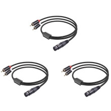 3X Cable Divisor y de 3 Pines XLR Hembra A Doble RCA Macho, Cable de Audio Amplificador Mezclador, Cable de InterconexióN de Audio EstéReo, 1 Metro
